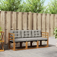 vidaXL Utomhussoffset med kudde 3 pcs Naturlig och Ljus Grå