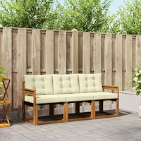 vidaXL Utomhussoffset med kudde 3 pcs Naturlig och Grädde