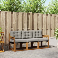 vidaXL Utomhussoffset med kudde 3 pcs Naturlig och Ljus Grå