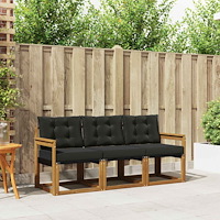 vidaXL Utomhussoffset med kudde 3 pcs Naturlig och svart