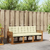 vidaXL Utomhussoffset med kudde 3 pcs Naturlig och Grädde