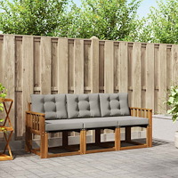 vidaXL Utomhussoffset med kudde 3 pcs Naturlig och Ljus Grå