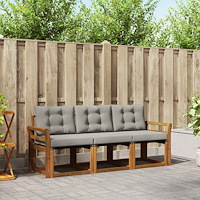 vidaXL Utomhussoffset med kudde 3 pcs Naturlig och Ljus Grå