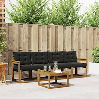 vidaXL Utomhussoffset med kudde 5 pcs Naturlig och svart