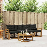 vidaXL Utomhussoffset med kudde 5 pcs Naturlig och svart