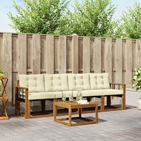vidaXL Utomhussoffset med kudde 5 pcs Naturlig och Grädde