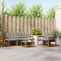 vidaXL Utomhussoffset med kudde 6 pcs Naturlig och Ljus Grå