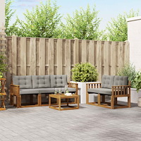 vidaXL Utomhussoffset med kudde 6 pcs Naturlig och Ljus Grå