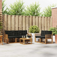 vidaXL Utomhussoffset med kudde 6 pcs Naturlig och svart