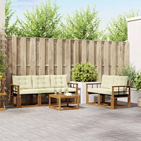 vidaXL Utomhussoffset med kudde 6 pcs Naturlig och Grädde