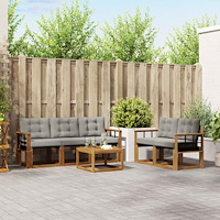 vidaXL Utomhussoffset med kudde 6 pcs Naturlig och Ljus Grå