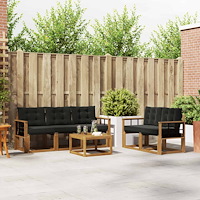 vidaXL Utomhussoffset med kudde 6 pcs Naturlig och svart