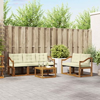 vidaXL Utomhussoffset med kudde 6 pcs Naturlig och Grädde