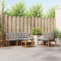 vidaXL Utomhussoffset med kudde 6 pcs Naturlig och Ljus Grå