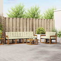 vidaXL Utomhussoffset med kudde 7 pcs Naturlig och Grädde