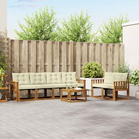 vidaXL Utomhussoffset med kudde 7 pcs Naturlig och Grädde