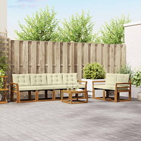 vidaXL Utomhussoffset med kudde 7 pcs Naturlig och Grädde