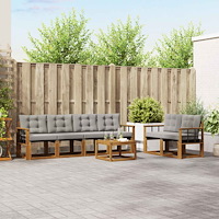 vidaXL Utomhussoffset med kudde 7 pcs Naturlig och Ljus Grå