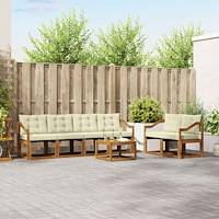 vidaXL Utomhussoffset med kudde 7 pcs Naturlig och Grädde