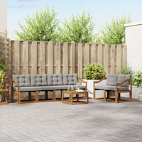 vidaXL Utomhussoffset med kudde 7 pcs Naturlig och Ljus Grå