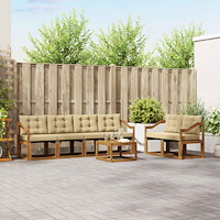 vidaXL Utomhussoffset med kudde 7 pcs Naturlig och Beige