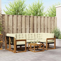 vidaXL Utomhussoffset med kudde 7 pcs Naturlig och Grädde