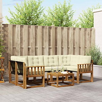 vidaXL Utomhussoffset med kudde 7 pcs Naturlig och Grädde