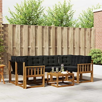 vidaXL Utomhussoffset med kudde 7 pcs Naturlig och svart