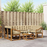 vidaXL Utomhussoffset med kudde 7 pcs Naturlig och Beige