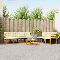 vidaXL Utomhussoffset med kudde 8 pcs Naturlig och Grädde