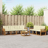 vidaXL Utomhussoffset med kudde 8 pcs Naturlig och Grädde