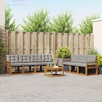 vidaXL Utomhussoffset med kudde 8 pcs Naturlig och Ljus Grå