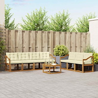 vidaXL Utomhussoffset med kudde 8 pcs Naturlig och Grädde