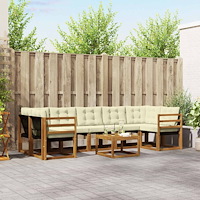 vidaXL Utomhussoffset med kudde 8 pcs Naturlig och Grädde