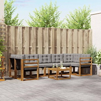 vidaXL Utomhussoffset med kudde 8 pcs Naturlig och Ljus Grå