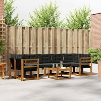 vidaXL Utomhussoffset med kudde 8 pcs Naturlig och svart