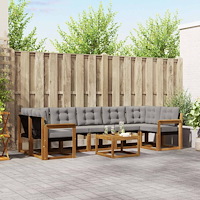 vidaXL Utomhussoffset med kudde 8 pcs Naturlig och Ljus Grå