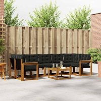 vidaXL Utomhussoffset med kudde 8 pcs Naturlig och svart