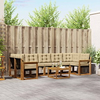 vidaXL Utomhussoffset med kudde 8 pcs Naturlig och Beige