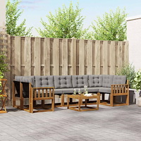 vidaXL Utomhussoffset med kudde 8 pcs Naturlig och Ljus Grå