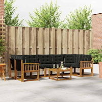 vidaXL Utomhussoffset med kudde 8 pcs Naturlig och svart