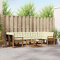 vidaXL Utomhussoffset med kudde 8 pcs Naturlig och Grädde