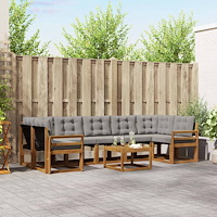 vidaXL Utomhussoffset med kudde 8 pcs Naturlig och Ljus Grå