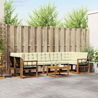 vidaXL Utomhussoffset med kudde 8 pcs Naturlig och Grädde