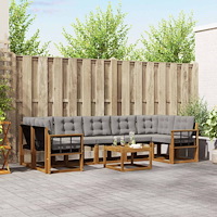 vidaXL Utomhussoffset med kudde 8 pcs Naturlig och Ljus Grå