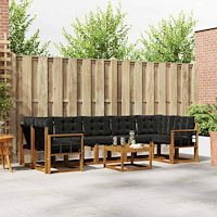 vidaXL Utomhussoffset med kudde 8 pcs Naturlig och svart