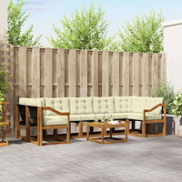 vidaXL Utomhussoffset med kudde 8 pcs Naturlig och Grädde