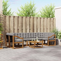 vidaXL Utomhussoffset med kudde 8 pcs Naturlig och Ljus Grå