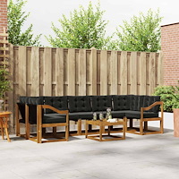 vidaXL Utomhussoffset med kudde 8 pcs Naturlig och svart