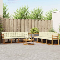 vidaXL Utomhussoffset med kudde 9 pcs Naturlig och Grädde